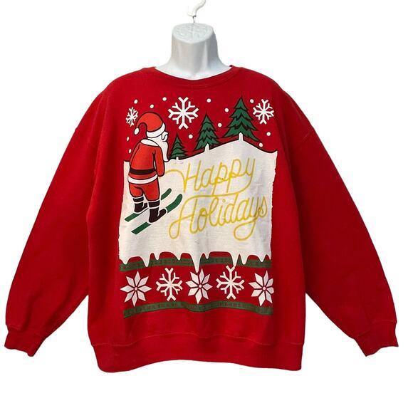 American Rag Cie Yellow Snow HAPPY HOLIDAYS Ugly Christmas Sweatshirt Size XL - Picture 1 of 4